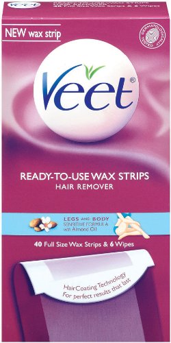 Veet Cold Wax Strips Leg and Body, 40-Count