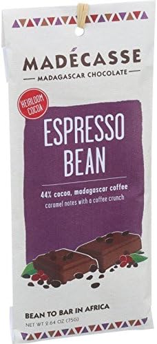 Madecasse Chocolate Bars - 44 Percent Milk Chocolate - Espresso Bean - 2.64 oz Bars - Case of 10