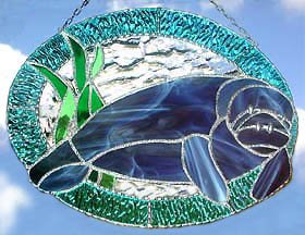 Manatee Stained Glass Suncatcher - Nautical Design