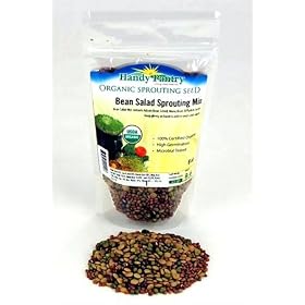 Bean Salad Sprouting Seed Mix- Organic- 1/2 Lbs (8 Oz.) - Mix of Bean Sprout Seeds: Adzuki, Mung Bean, Green Lentil & Radish. For Sprouting Sprouts, Soup, Food Storage