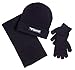 Sportoli Men's 3-Piece Knit Cold Weather Accessory Set Warm Pull On Hat Scarf and Gloves