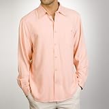Sandals Cay Men's Men's Apricot Herringbone Long Sleeve Silk Shirt