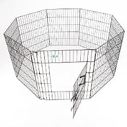24H" x 24" 8 Panel GoGo Black Epoxy Exercise Pen w/ Door