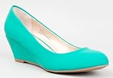 Bamboo ELIAS-01 Basic Low Kitten Wedge Heel Classic Pump