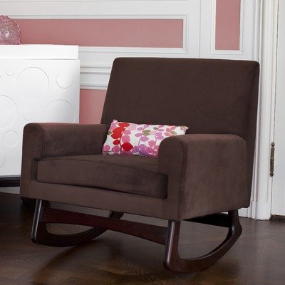 Sleepytime Rocker Fabric Style: Microsuede in Mocha Brown, Legs: Dark Ash Wood