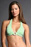 Green and White Geometric Print Halter Tops by Shoshanna