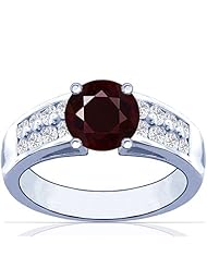 Platinum Round Cut Ruby Ring With Sidestones