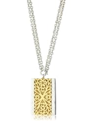 Lois Hill "Geometric Gold" Two Tone Geo Rectangle Pendant Necklace