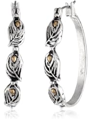 Lucky Brand "Two Tone Peacock" Two-Tone Open Feather Hoop Earrings