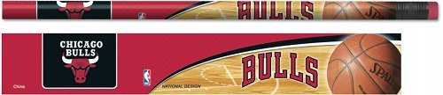NBA Chicago Bulls Pencils, Set of 24 with Basketball Team Name, Logo and Colors.