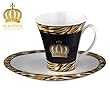 Harald Gl��ckler Pomp��s Krone schwarz Kaffeebecher mit Untertasse