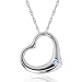 14k White or Yellow Gold Aquamarine Heart Pendant, 17