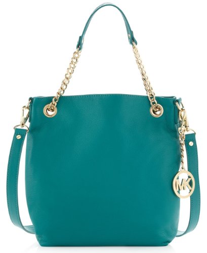 Michael Kors Aqua Leather Jet Set MD Chain Tote Shoulder Bag Handbag Purse