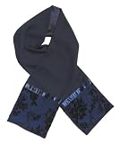 ArtisanStreet's Dark Blue Burnout Scarf. Features Floral Patterned Velvet Set Off With Satin Ribbon. Reverse Side Is Silk With Contrasting 7 Inch Border. One Of A Kind.