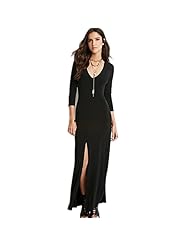 V-neck Viscose Slit Bodycon Dress/Party Dress/Tunic/Maxi Dress 