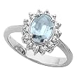 14K White Gold Sky Blue Topaz and Diamond Ring
