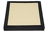 Square Tatami Element, 55x55x5.5 cm, Traditional Igusa Gras and black accents, can be used as meditation seat.