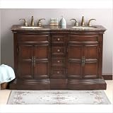 Rothernburg Double 55 Bathroom Vanity in Antique Cherry Vanity Top Finish: Travertine 41rcyopABYL. SL160 Rothernburg Double 55 Bathroom Vanity in Antique Cherry Vanity Top Finish: Travertine