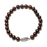 Sterling Silver Dyed Chocolate Freshwater Cultured Pearl A Grade 6.5-7mm Bracelet, 7.25