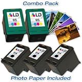 HP 94/95 Combo Set- 3 LD Remanufactured HP 94/C8765WN and 2 Reman HP95/C8766WN & Free 20 Pack of LD Brand 4x6 Photo Paper