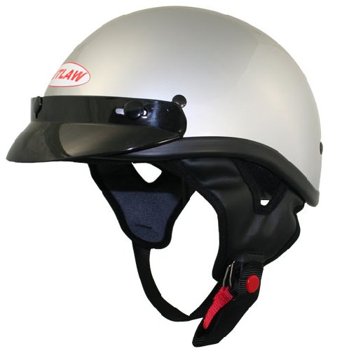 DOT Solid Silver Half Helmet - Size : Large