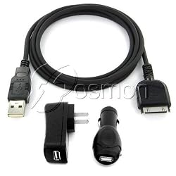 3 pcs USB ActiveSync Charge Kit fits Sansa e280 8Gb / e270 6Gb / e260 4Gb / e250 2Gb / e260R Rhapsody / e280R Rhapsody MP3 Player