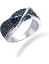 3/4 CT Black Diamond Ring in Sterling Silver In Size 7 (Available in Sizes 5 - 9)