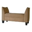 High Arm Upholstered Microsuede Bench- Tan