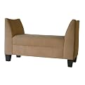 High Arm Upholstered Microsuede Bench- Tan