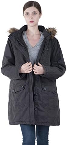 Infron IN FRONT Women Winter Long Outerwear Plus Size Cotton Hooded Parka Coat with Detachable Faux Fur for Chirstmas