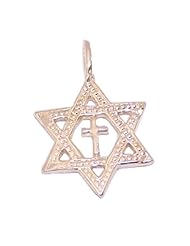 Star of David with a Cross Messianic pendant - Sterling silver (1.7 cm - 0.7") - Without Chain