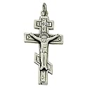 1" Sterling Silver Antiqued Orthodox Crucifix Necklace on 18" Chain