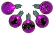 Set of 10 Battery Operated Purple LED G50 Halloween Lights - Green Wire
