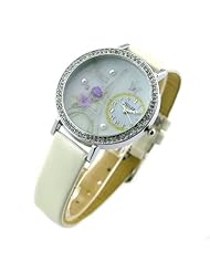 Miler Fashion Crystal Genuine Leather Womens Watch Small Dial Display Rose Flower Pearl Paris Eiffel Tower