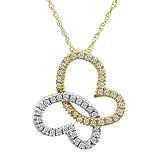 10k Two-Tone Gold Diamond Butterfly Pendant (1/4 cttw, L-M Color, I2-I3 Clarity), 18
