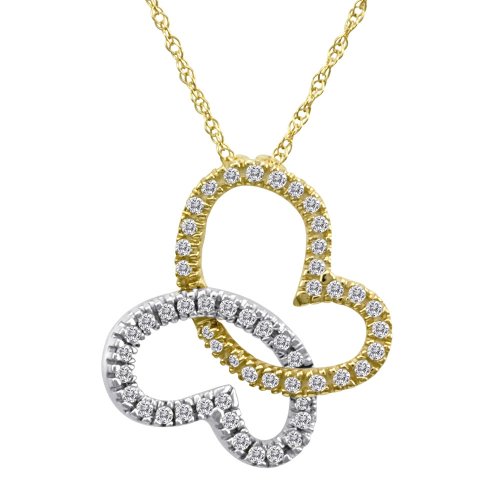 10k Two-Tone Gold Diamond Butterfly Pendant (1/4 cttw, L-M Color, I2-I3 Clarity), 18