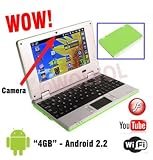 GREEN NETBOOK Laptop 7 Netbook Computer WiFi Built-in Camera Flash Player Google Android 2.2 Market FAST Shipping from New York by WOLVOL