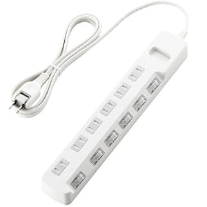【クリックで詳細表示】ELECOM 電源タップ 省エネ 個別スイッチ ホコリシャッター付 6個口 2m WH T-E04-2620WH