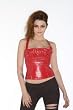 Carmin Rocker Style Sexy Corset Top Red Faux Leather