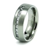 8mm Titanium Ring with CZ (Sizes 8-12)