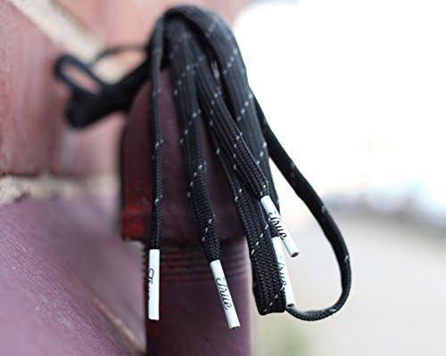 True Laces Women's Reflective Athletic Shoelaces Black Running Laces - 7mm - 48''