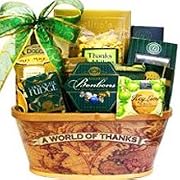 A Worlds of Thanks Gourmet Food and Snacks Gift Basket