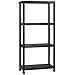 VonHaus 4 Tier Garage Shelving Unit with Wall Brackets - Heavy Duty Black Plastic Interlocking Utility Storage Shelves and Rack - Unit: 52 x 24 x 12 inches
