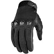 Icon Sub Stealth Men's Textile Sportsbike Motorcycle Gloves - Black