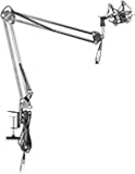 Neewer&reg; Black NW-35 Metal Suspension Boom Scissor Arm Stand with Built-in XLR Male to Female Cable, Shock Mount and Table Mounting Clamp