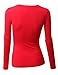 Doublju Womens Long Sleeve Round Neck Casual Solid Slim Fit Basic T-shirts