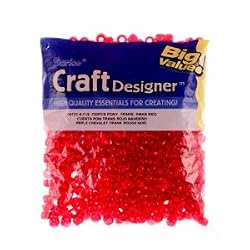 Pony Beads, Christmas Red Trans, 6 X 9mm, 720pc Pkg
