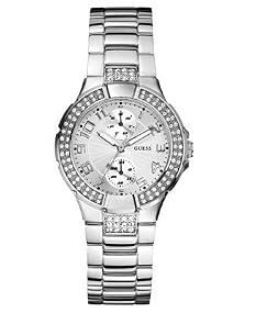 GUESS #U12003L1 Women's In the Round Multi Function Crystal Accented Watch