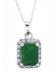 1.39ct Emerald Cut Genuine Emerald Diamond Pendant,10Kt White Gold w/chain (AB Quality)