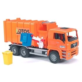 MAN Side loading garbage truck orange by Bruder Toys
